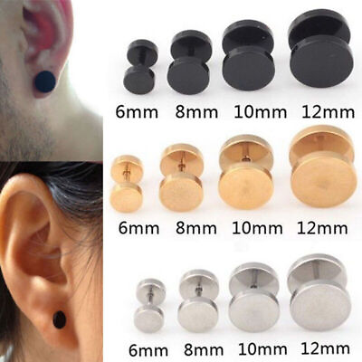 #ad Titanium Steel Stud Earrings Hypoallergenic for Women Men Round Disc Earrings $3.78