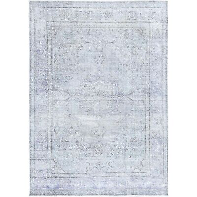 #ad 6#x27;9quot;x9#x27;10quot; Blue Gray Hand Knotted Vintage Zoroastrian Tebraz Wool Rug R85397 $711.00