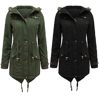 #ad LADIES WOMEN WINTER JACKET PADDED MILITARY PUFFER PUFFA BUBBLE PARKA CASUAL COAT GBP 39.99