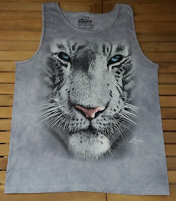 #ad The Mountain Adult Med Teen White Tiger Tie Dye Tank Top Unisex NH Gift Shop $15.63