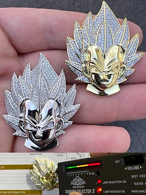 #ad MOISSANITE Real Silver Gold Plated Iced Goku Super Saiyan Dragon Ball Necklace $133.95
