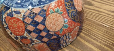 #ad Heavy Japanese Imari Bowl Japanese Imariware Blue Orange Floral Phoenix $359.00