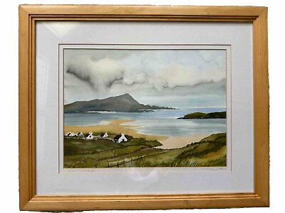 #ad Watercolor Landscape painting quot;Achill Island Irelandquot; Signed 22quot; x 18quot; Framed $112.50