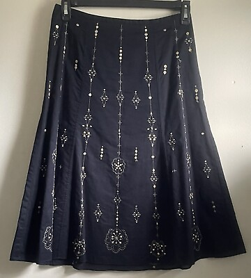 #ad Ann Taylor Women#x27;s Skirt Size 4 Black Sequins Embroidery Embellishments Lined $16.77