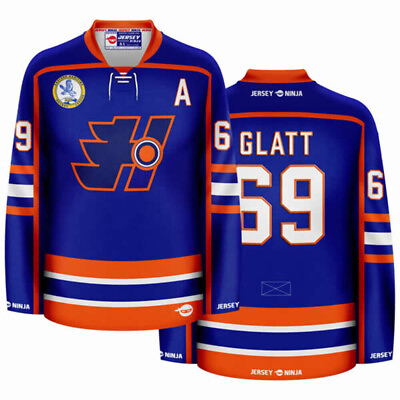 #ad Halifax Highlanders Doug Glatt Blue Hockey Jersey $134.95