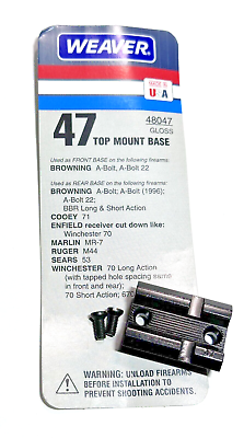 #ad Winchester Model 70 New Weaver #47 Rear Top Mount Scope Base with Screws $14.95