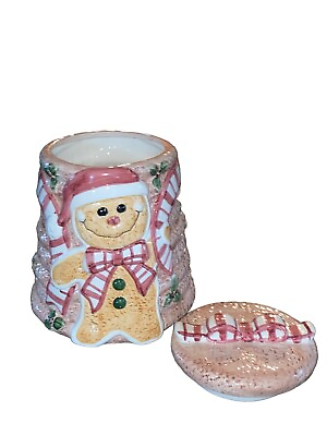 #ad Ginger Bread Man Cookie Treat Jar World Bazaar Beehive Christmas Holiday Decor $34.49