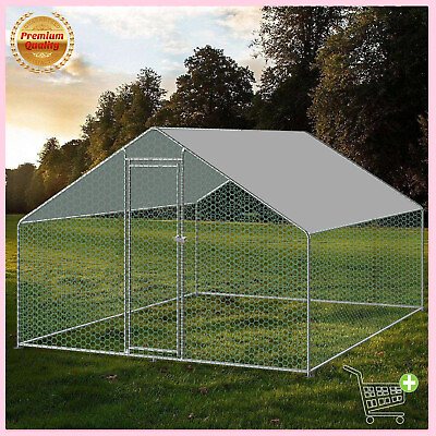 #ad Metal Walk in Chicken Run Coop Cage Animal Poultry House Hutch Backyard Outdoor $142.00