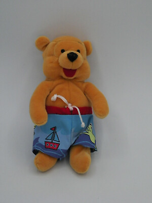 #ad Winnie The Pooh Summer Pooh Wearing Swim Trunks Plush Disney Store 8quot; Rare $19.87