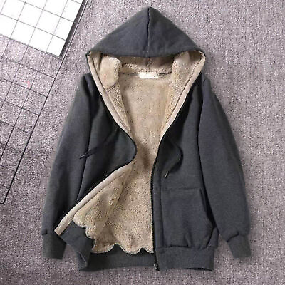 #ad Sweatshirt Outwear Fleeced Lined Streetwear Ribbed Cuff Hood Jacket Super Soft $34.80