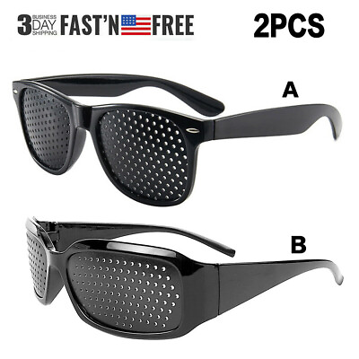 #ad 2 Pair Small hole Glasses Eyes Correction Exercise Eyesight Care Improvement US $8.96