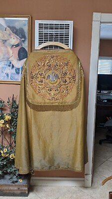 #ad Antique Cloth of Gold Cope with Goldwork Embroidery $1600.00