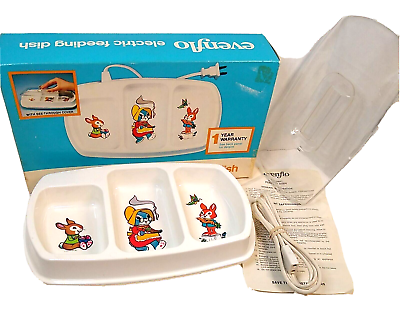 VTG Evenflo Electric Baby Feeding Dish 2 Heated Portions 1 Cold Bunny Designs $19.77