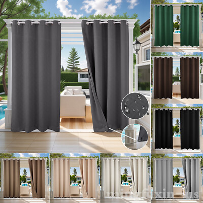 #ad Outdoor Patio Curtains Waterproof Windproof Curtain Grommet Top Tab Bottom Drape $17.99