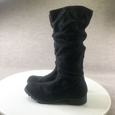 #ad Justice Youth Kids Tall Boots Black 5 Faux Suede Casual Comfort Outdoor Girls $14.24