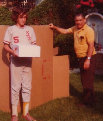 #ad 5O Photograph Boy Birthday Dad Hiding Big Gift 1974 $14.50