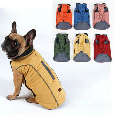 #ad Pet Dog Vintage Coat Jacket Pocket Clothes Solid Hoodie Jumpsuit Warm Winter $10.16