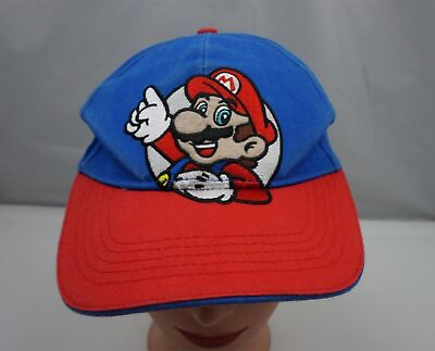 #ad Mario Super Mario Hat Blue Kids Stitched Adjustable Baseball Cap Pre Owned ST216 $15.11