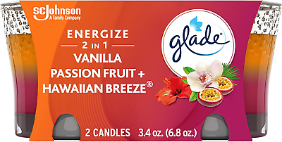 #ad Scented Glass Candle Single wick 2In1 Hawaiian Breeze amp; Vanilla Passion Fruit $7.99