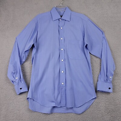 #ad Gitman Bros Shirt Blue Button Up French Cuff Spread USA Cotton Mens 15 34 $33.68