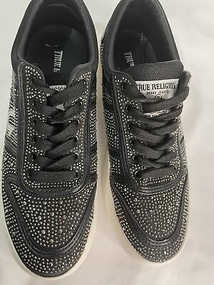 True Religion Esperanza Women’s Beaded Sneakers Shoes Sz 7 US Black bling $24.49