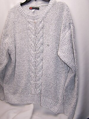 #ad Womens Cable Knit SWEATER Marbled KNIT CHENILLE Pullover GREY Size Large $16.20