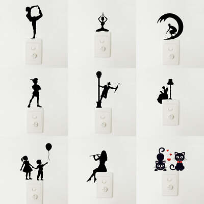 #ad Light Switch Wall Stickers Surfing Ballet Yoga Kids Balloons Flute Kitten Cat Bl AU $7.46