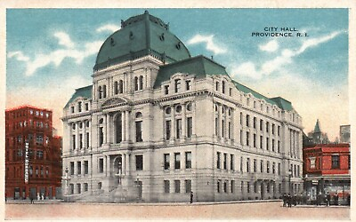#ad Postcard RI Providence Rhode Island City Hall White Border Vintage Old PC e9666 $5.00