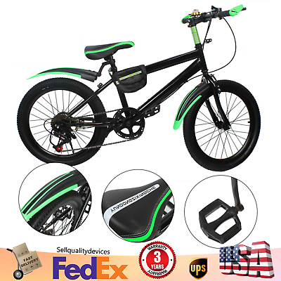 #ad 20quot; Kids Mountain Bike w Double Disc Brake 7 Speed Child City Bike Carbon Steel $94.14