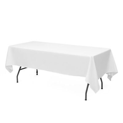 #ad 10 PCS 60quot; x 102quot; Rectangle Polyester Tablecloth Wedding Party Decoration White $47.99