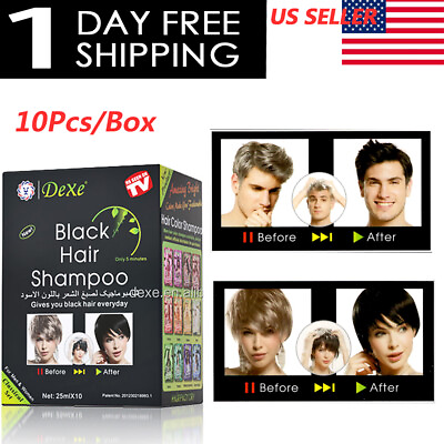#ad Dexe 10 PCS Black Hair Shampoo Instant Hair Dye for Men Women Factory Sale $13.84