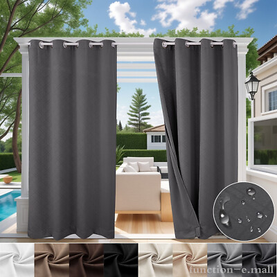 #ad 3D Embossed Outdoor Patio Curtains Waterproof Grommet Top and Tab Bottom Drape $20.99