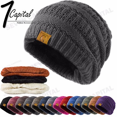 #ad Women#x27;s Men Knit Slouchy Baggy Beanie Oversize Winter Hat Ski Fleece Slouchy Cap $7.99