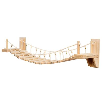 #ad Pets Playground Suspension Bridge Wood Single Layer Sisal Rope Furniture Set $169.98