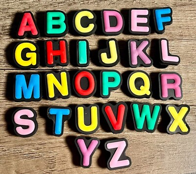 #ad 26 pc Colorful Alphabet Letter Shoe Charms for Crocs Shoes $11.25