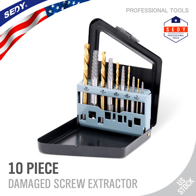 #ad 10pc Screw Extractor Easy Out Left Hand Drill Bit Remover Broken Bolt Cobalt $13.99