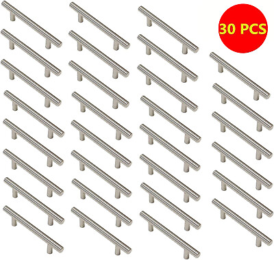 #ad #ad 30Pack Brushed Nickel Kitchen Cabinet Pulls Stainless Steel Drawer T Bar Handles $20.94