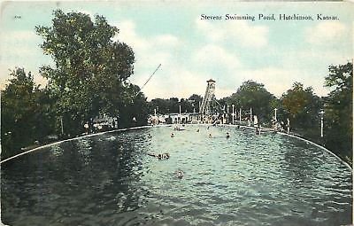 #ad Hutchinson Kansas Stevens Swimming Pond Tower Slide 1910 Postcard $6.00