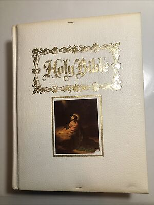 #ad VTG 1973 Family White Holy Bible King James Version Red Letter Ed Dove Publish $10.95
