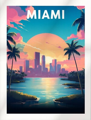 #ad Miami Florida Beach Skyline Keys National Poster Decor Home Decor 24quot;x36quot; $19.99