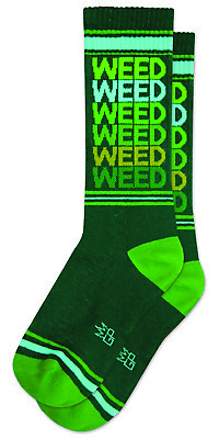 #ad WEED Socks by Gumball Poodle Unisex Ribbed Gym Crew Sock Novelty Statement Sock $14.99