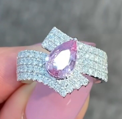 #ad Natural Pink Sapphire 18K Solid Gold Diamond Ring All Sizes $2400.00
