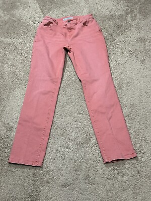 #ad Chico#x27;s Womens Jeans Size 1 Orange Platinum Denim Tapered Leg Pockets Classic $16.99