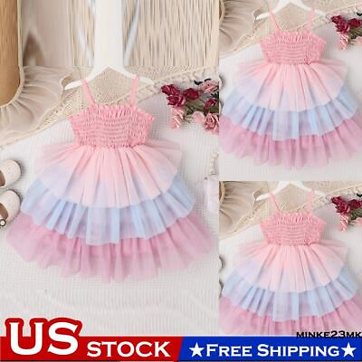 #ad Toddler Baby Kids Girl Sleeveless Princess Ruffle Party Tutu Lace Flower Dresses $13.99