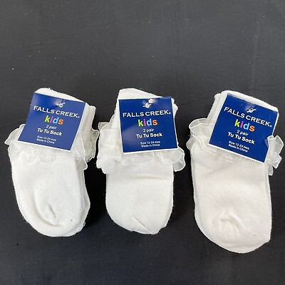 #ad Falls Creek Infant Toddler Girls White Ruffle TuTu Socks 12 24 Months 6 Pair $14.95