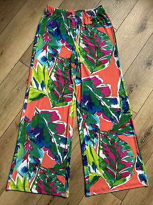 #ad Chicos Pants Womens Regular Size 0 Watercolor Tropical Palazzo Stretch Tropical $39.99