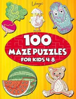 #ad 100 Maze Puzzles for Kids 4 8: Maze Activity Book for Kids Great for Dev GOOD $8.05