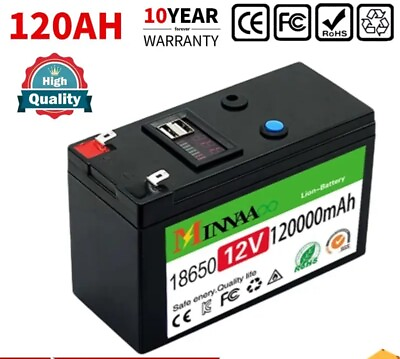 #ad 12V 120000mah LiFePO4 Lithium Battery Portable Rechargeable Battery $199.99