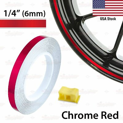1 4quot; 6mm PIN STRIPE Car Wheel Rim TAPE Decal Vinyl Sticker with Tool CHROME RED $9.95