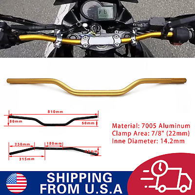 #ad 7 8quot; 22 MM Universal Handle Bars Aluminum For Motorcycle Off Road Dirt Bike Gold $30.99